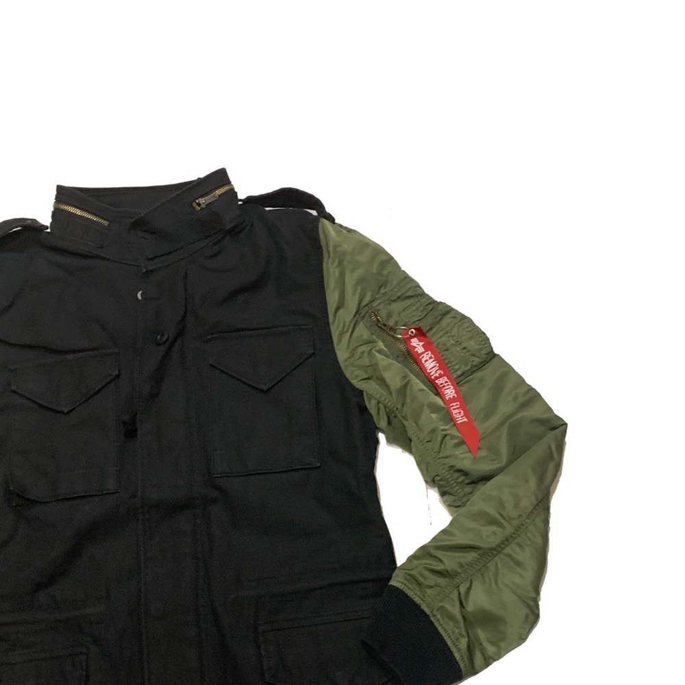 S / Alpha Industries Black and Olive fusion field coat - Picture 4 of 6